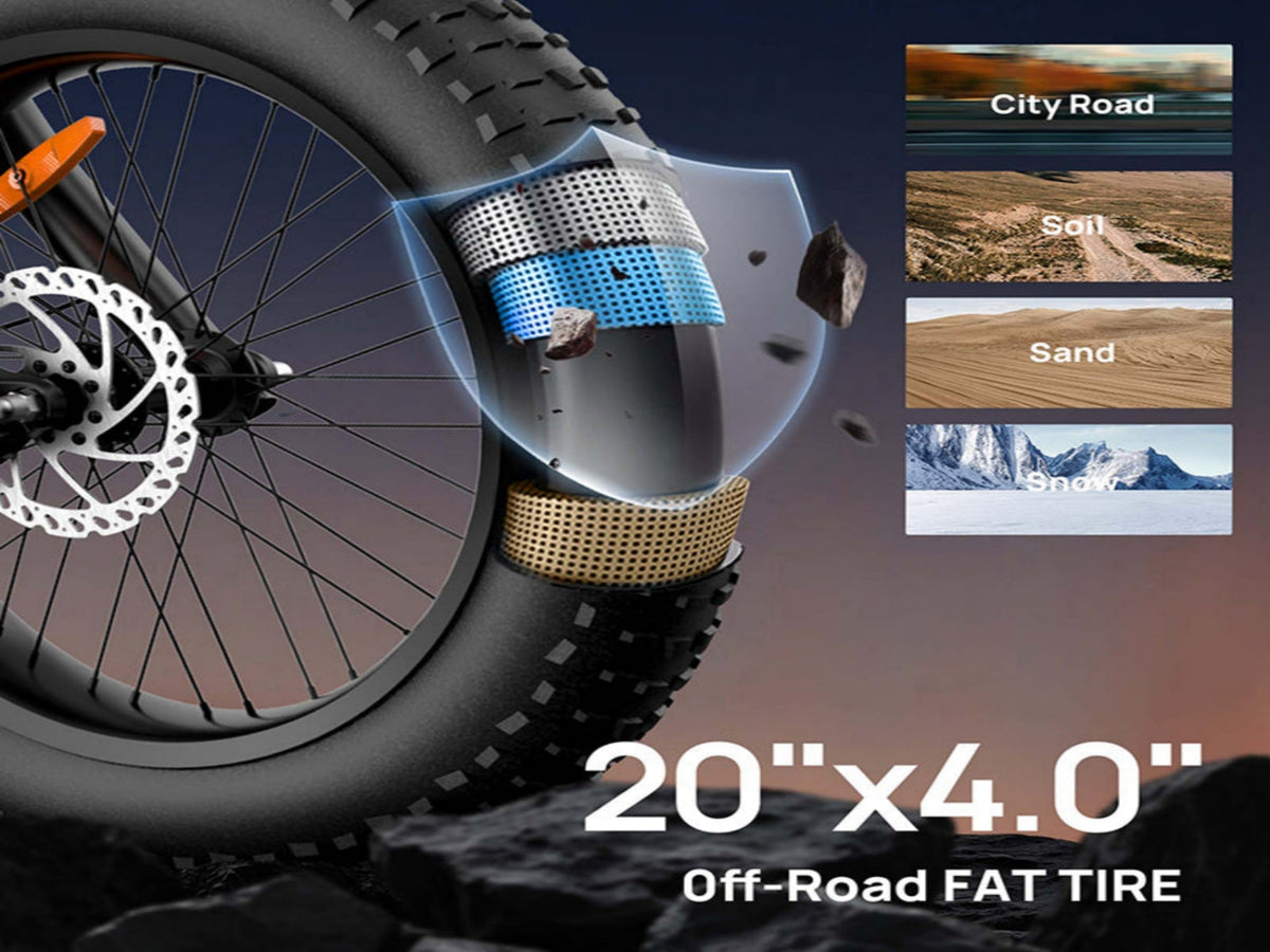 T2 Electric Fat Bike|745W motor|48V 15.6Ah|20*4.0 inches|100Miles|20MPH