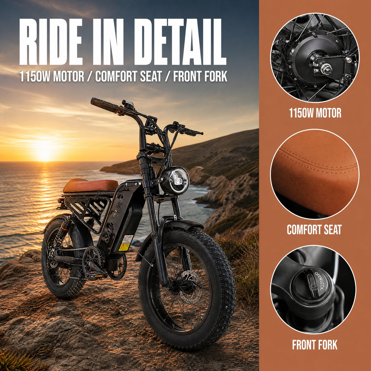 M4 Electric Bike|1150W motor|48V 15Ah|40-50KM|28Mph