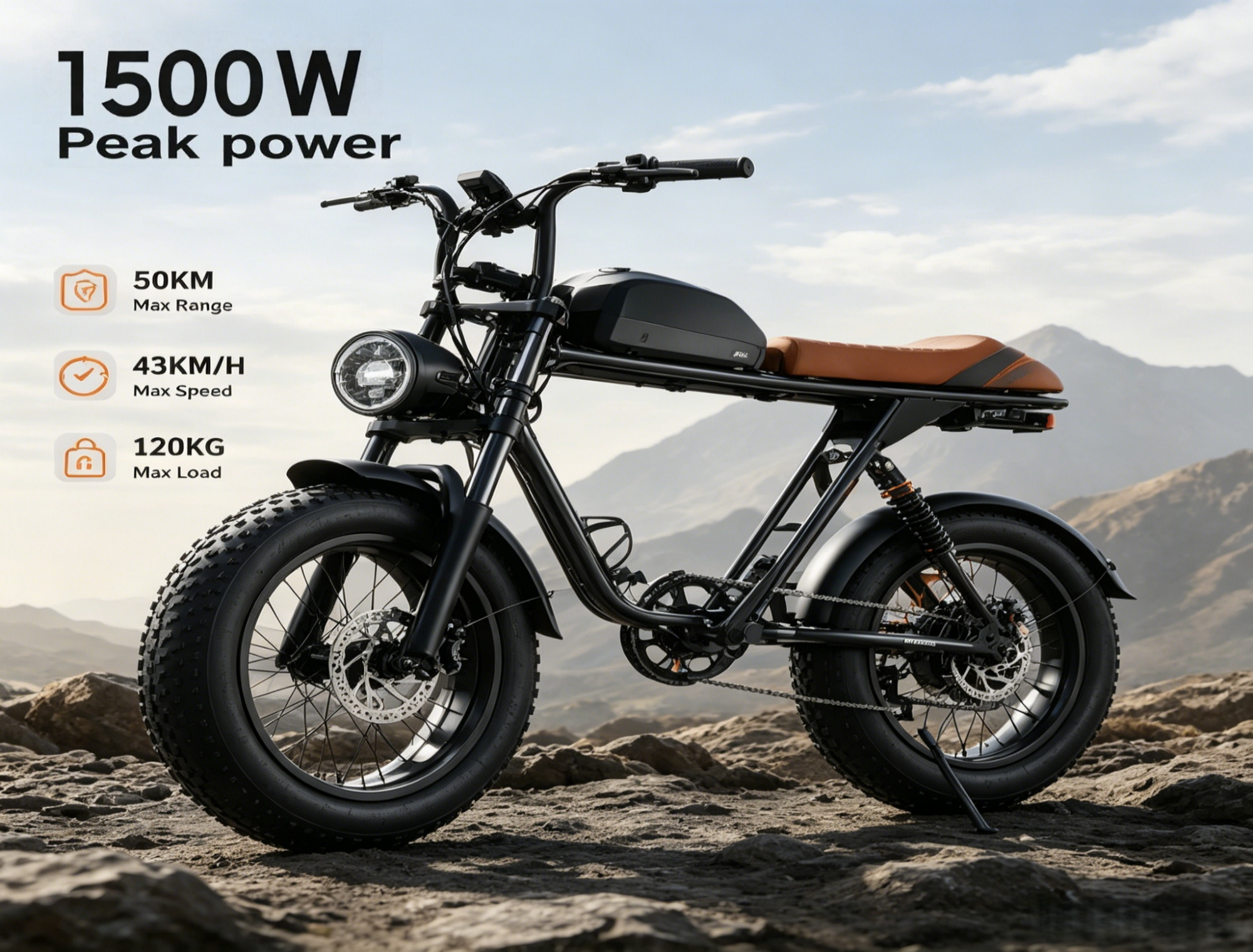 M2 Electric Bicycle |1500W motor |48V 15Ah |2.0×4.0inch|50KM
