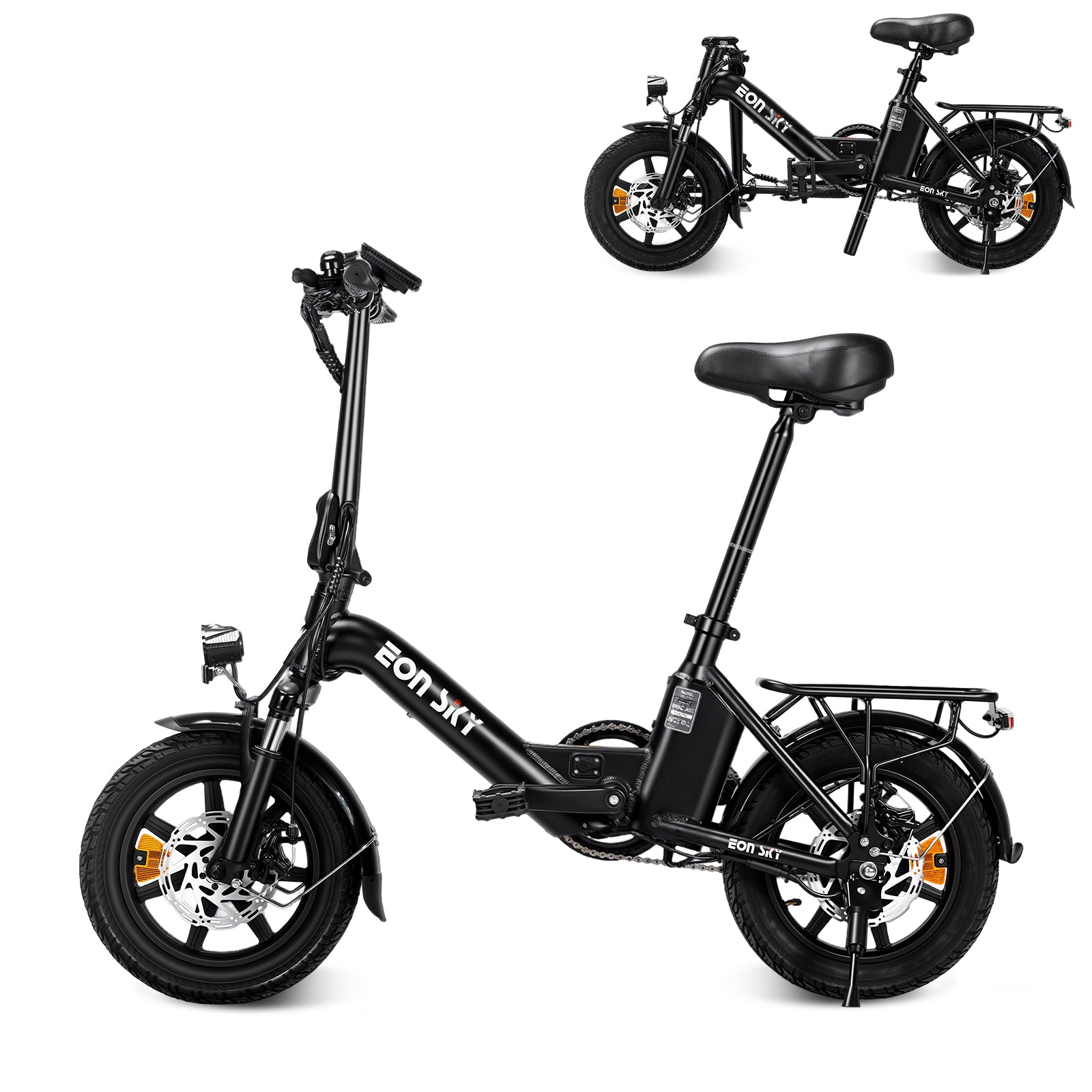 E14 Folding E-Bikes| 36V 10.4Ah | 25-35KM | 14*2.5 inch | 20.8KG | Front and rear disc brakes | Front shock absorber