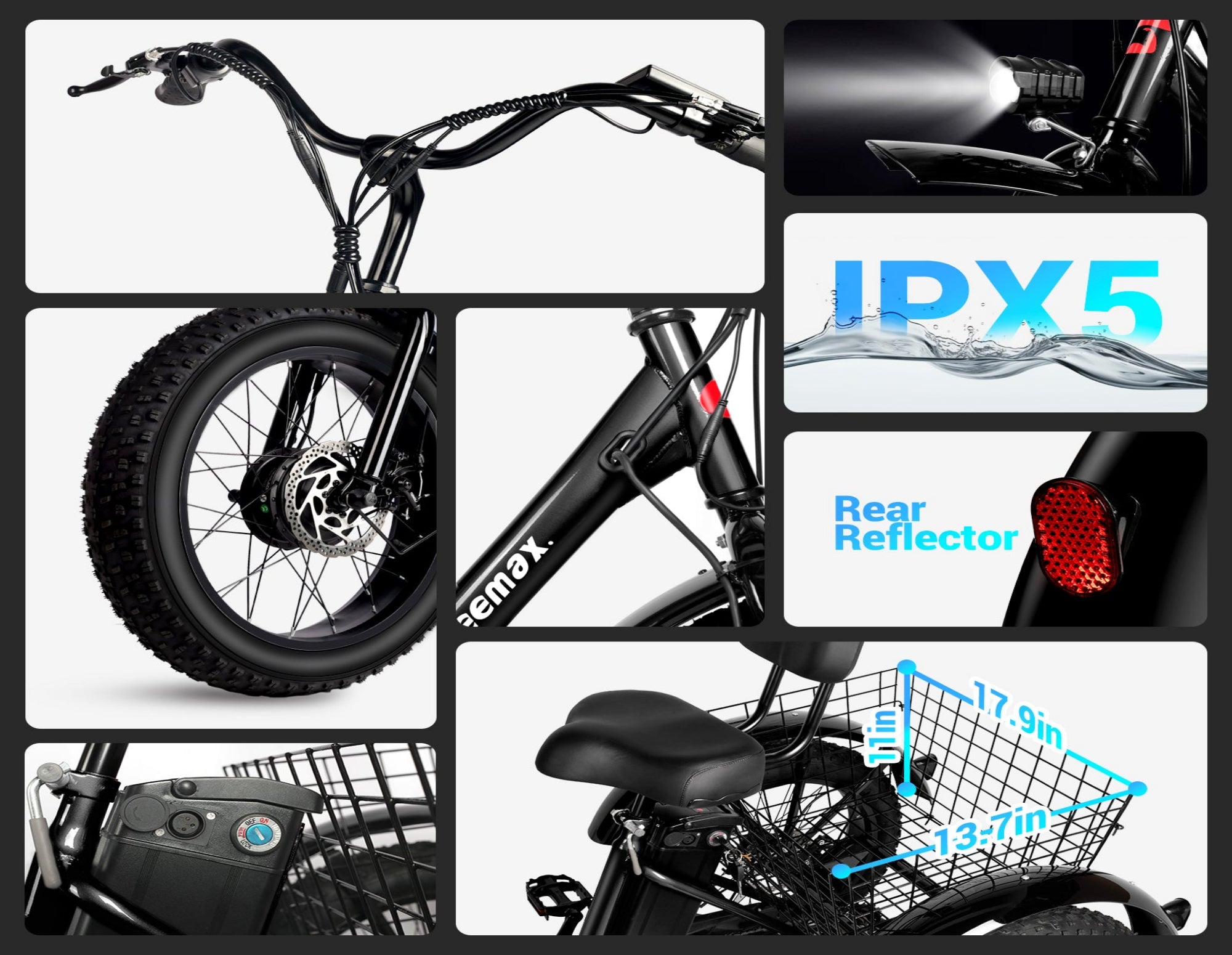 Non-Folding Electric Tricycle Bicycle|350W motor |48V 15.6AH|20inch|25km/h|28-35miles|20MPH