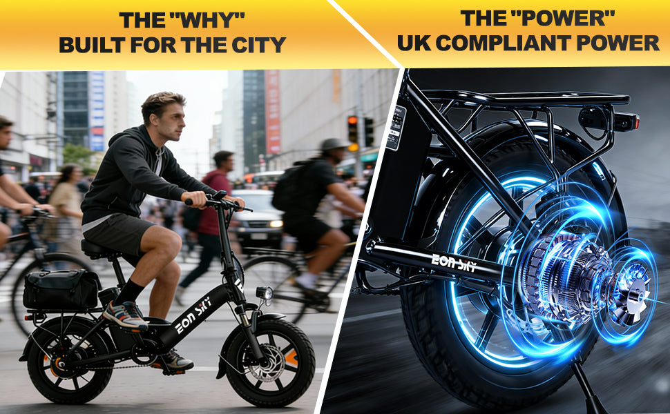 E14 Folding E-Bikes| 36V 10.4Ah | 25-35KM | 14*2.5 inch | 20.8KG | Front and rear disc brakes | Front shock absorber