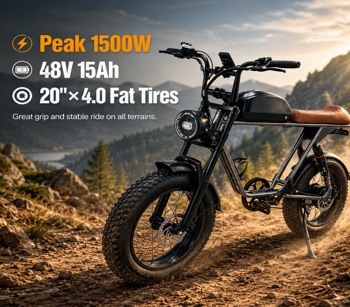 M2 Electric Bicycle |1500W motor |48V 15Ah |2.0×4.0inch|50KM
