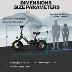 E14 Folding E-Bikes| 36V 10.4Ah | 25-35KM | 14*2.5 inch | 20.8KG | Front and rear disc brakes | Front shock absorber