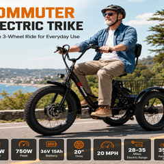 Non-Folding Electric Tricycle Bicycle|350W motor |48V 15.6AH|20inch|25km/h|28-35miles|20MPH