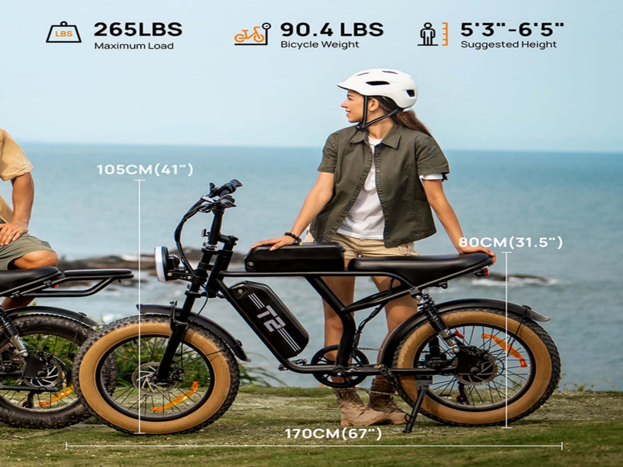 T2 Electric Fat Bike|745W motor|48V 15.6Ah|20*4.0 inches|100Miles|20MPH