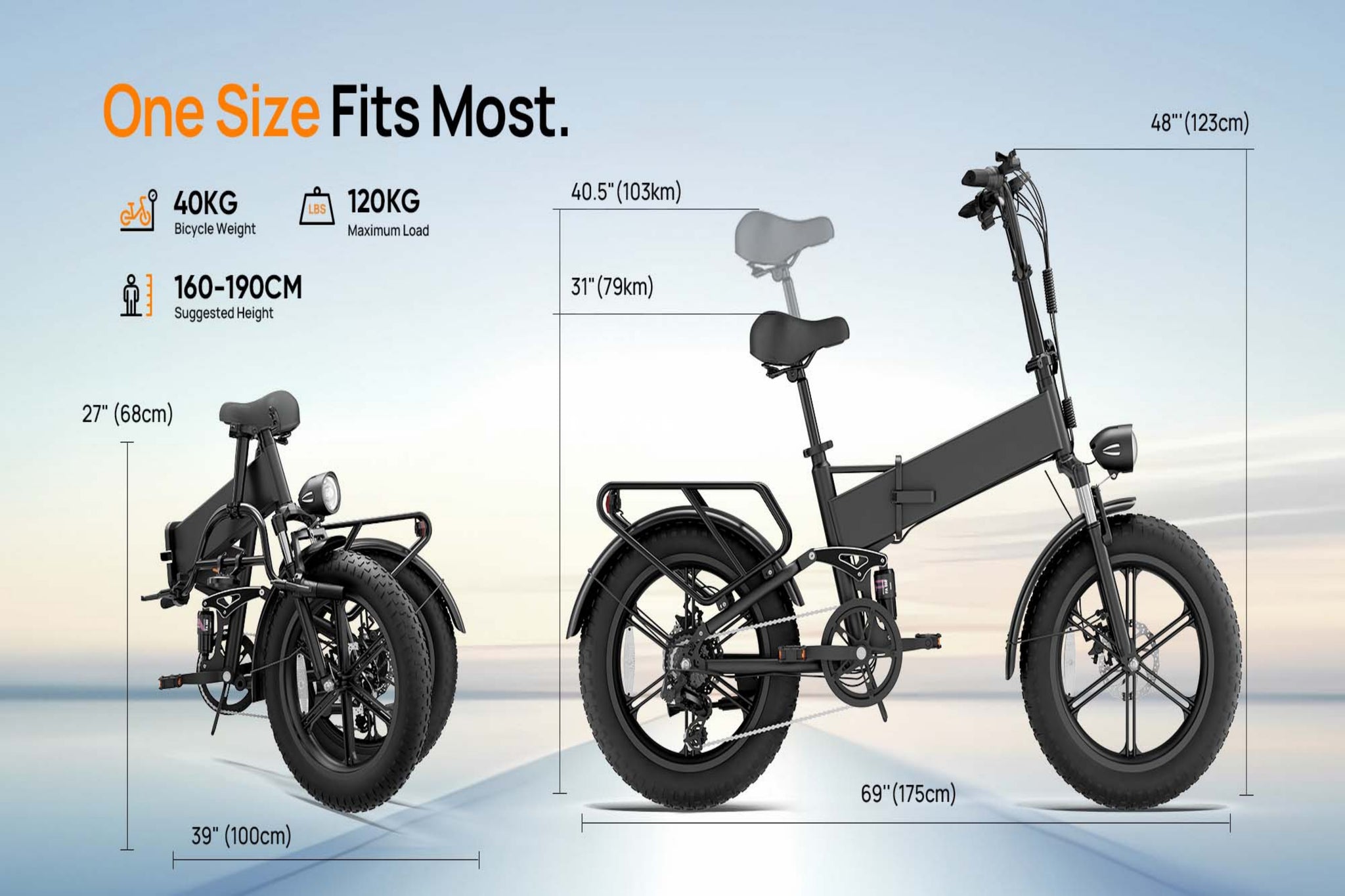 T5 Folding E-Bikes|250W motor|48V 13Ah|20*4.0 inches|25 km/h|80 miles