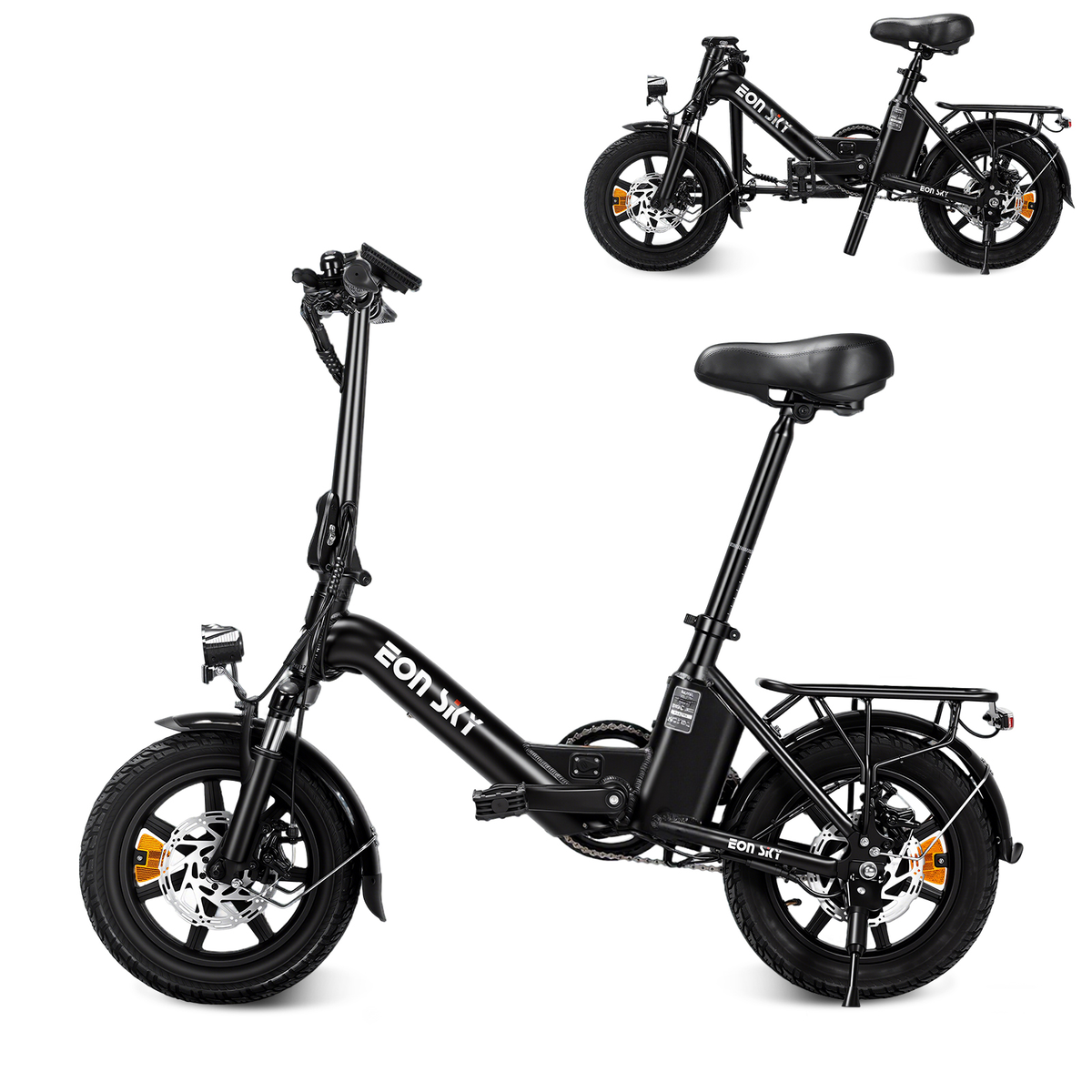 E14 Folding E-Bikes| 36V 10.4Ah | 25-35KM | 14*2.5 inch | 20.8KG | Front and rear disc brakes | Front shock absorber