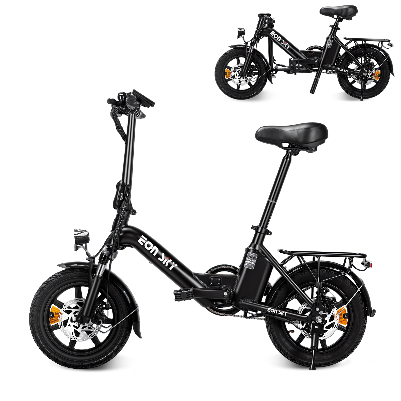 E14 Folding E-Bikes| 36V 10.4Ah | 25-35KM | 14*2.5 inch | 20.8KG | Front and rear disc brakes | Front shock absorber