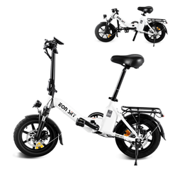 E14 Folding E-Bikes| 36V 10.4Ah | 25-35KM | 14*2.5 inch | 20.8KG | Front and rear disc brakes | Front shock absorber