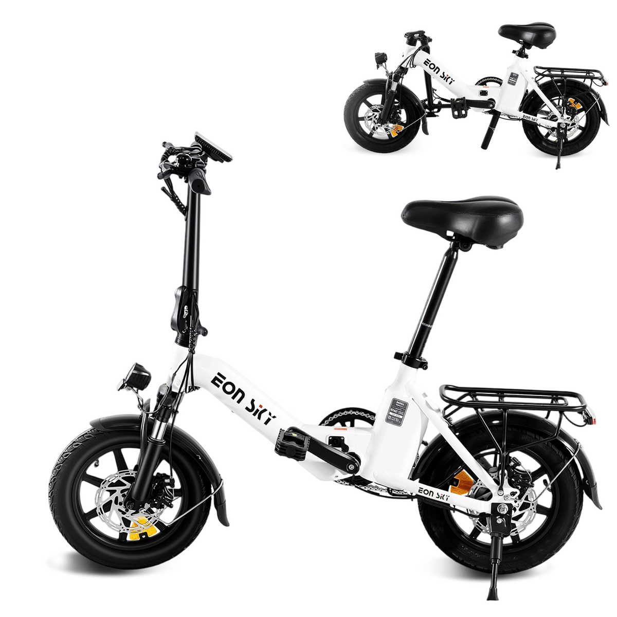 E14 Folding E-Bikes| 36V 10.4Ah | 25-35KM | 14*2.5 inch | 20.8KG | Front and rear disc brakes | Front shock absorber