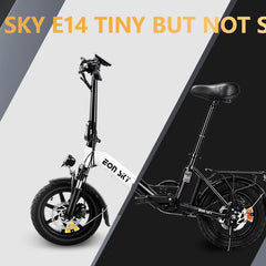 E14 Folding E-Bikes| 36V 10.4Ah | 25-35KM | 14*2.5 inch | 20.8KG | Front and rear disc brakes | Front shock absorber