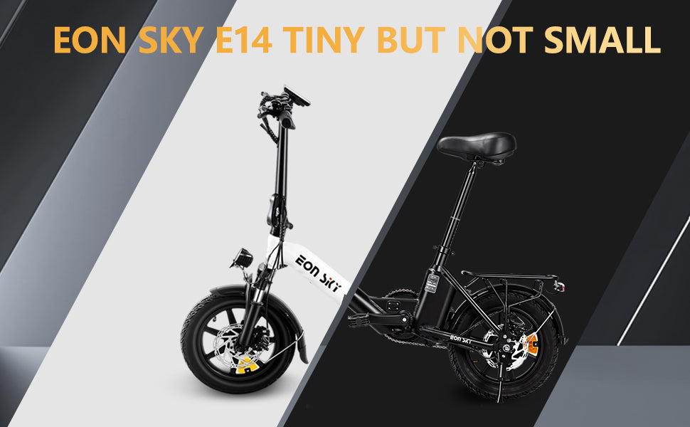 E14 Folding E-Bikes| 36V 10.4Ah | 25-35KM | 14*2.5 inch | 20.8KG | Front and rear disc brakes | Front shock absorber