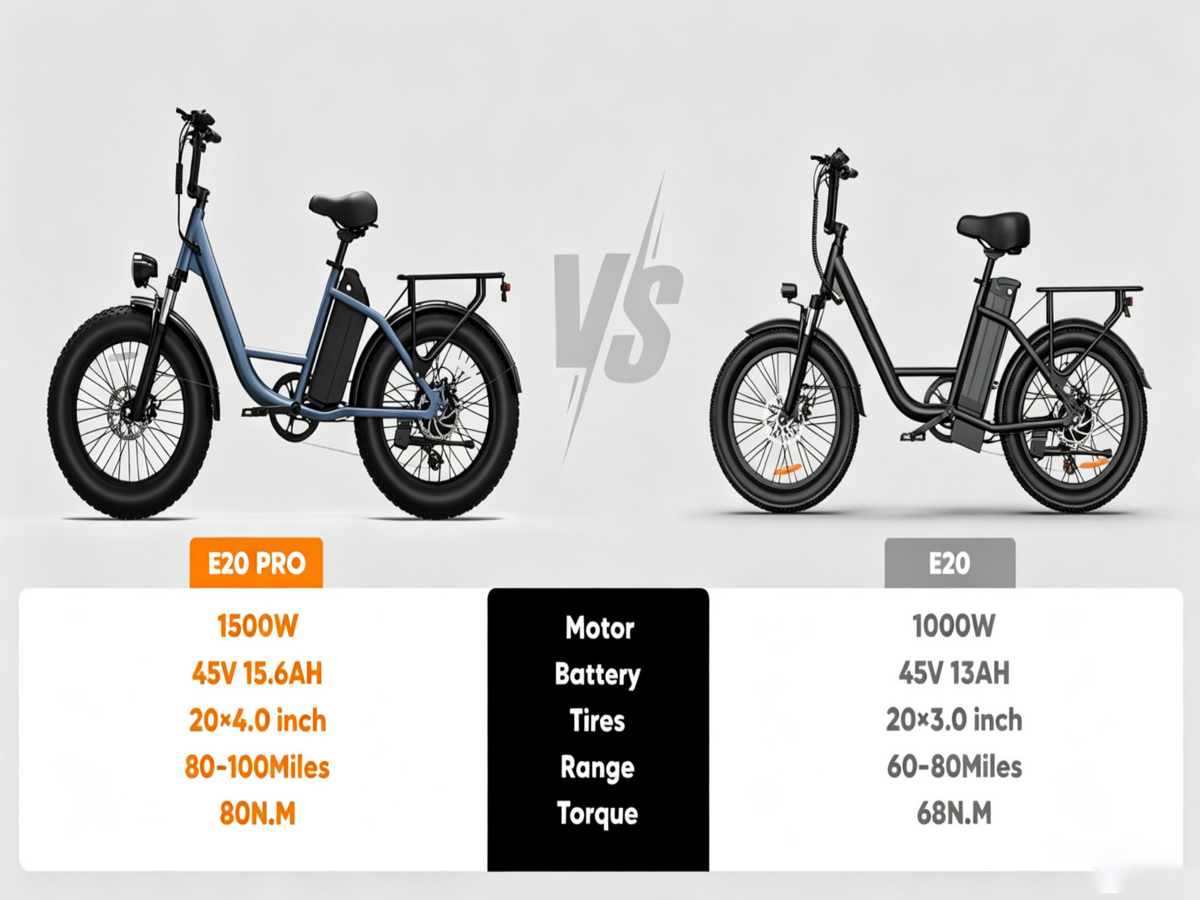 E20Pro Electric Bike|1500W motor|48V 15.6Ah | 80–100 miles|20*4.0 inches