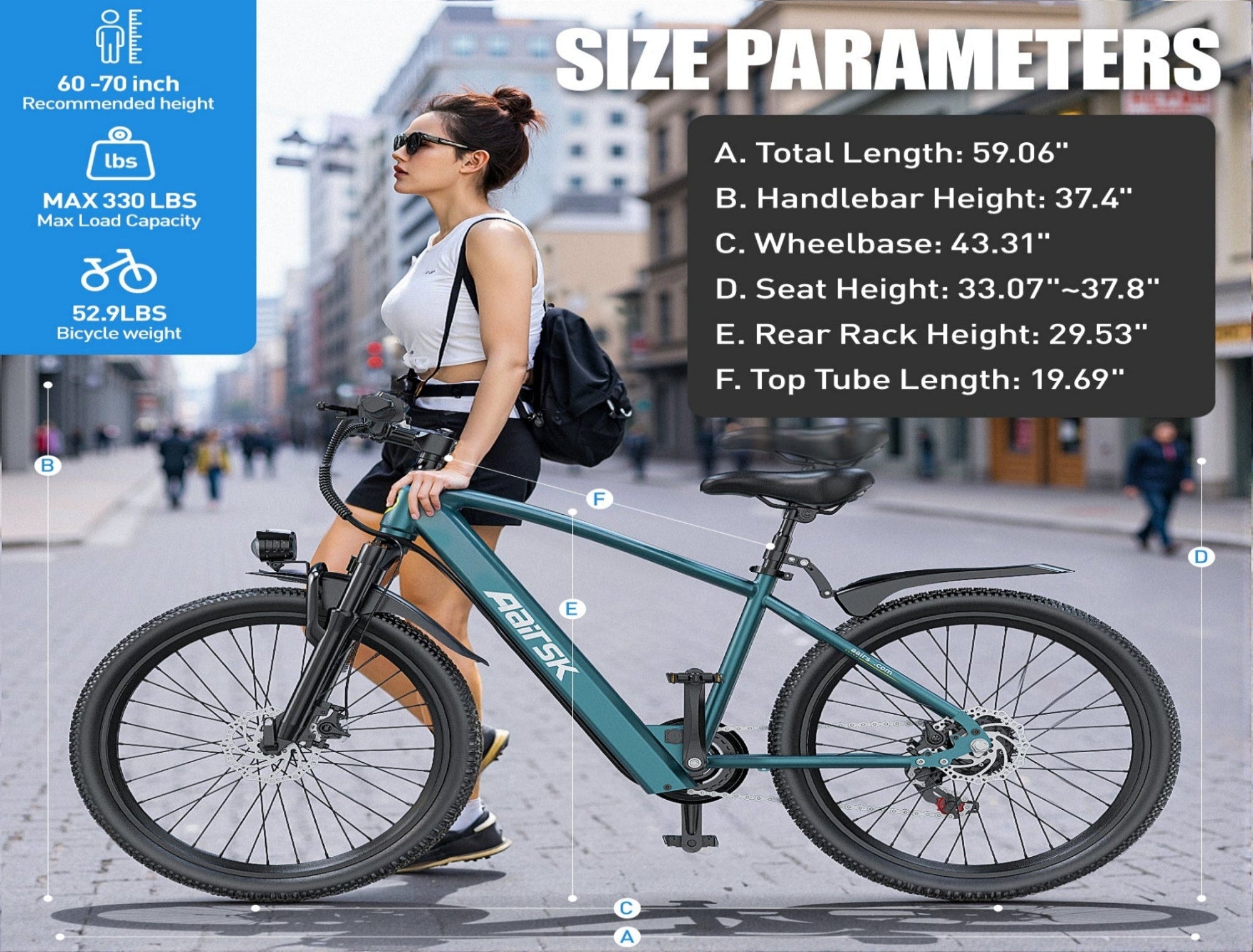 GT300-24 Electric Bicycle|400W motor |36V 10Ah |20inch|40miles|25MPH|24inch