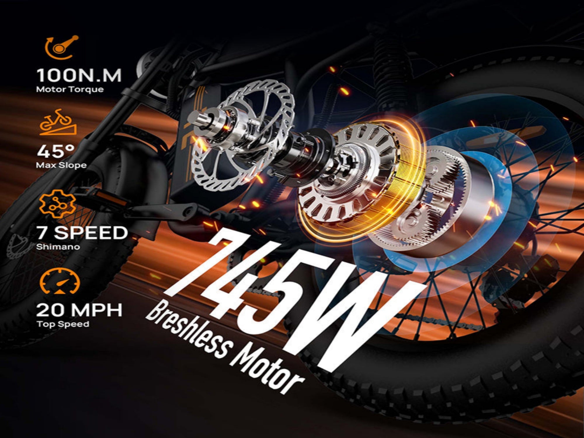 T2 Electric Fat Bike|745W motor|48V 15.6Ah|20*4.0 inches|100Miles|20MPH