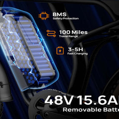 T2 Electric Fat Bike|745W motor|48V 15.6Ah|20*4.0 inches|100Miles|20MPH