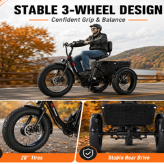 Folding Electric Tricycle Bicycle|500W motor |36V 15Ah |20inch|35-45miles|20MPH