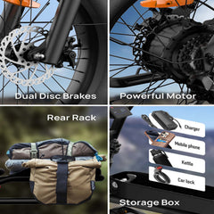 T2 Electric Fat Bike|745W motor|48V 15.6Ah|20*4.0 inches|100Miles|20MPH