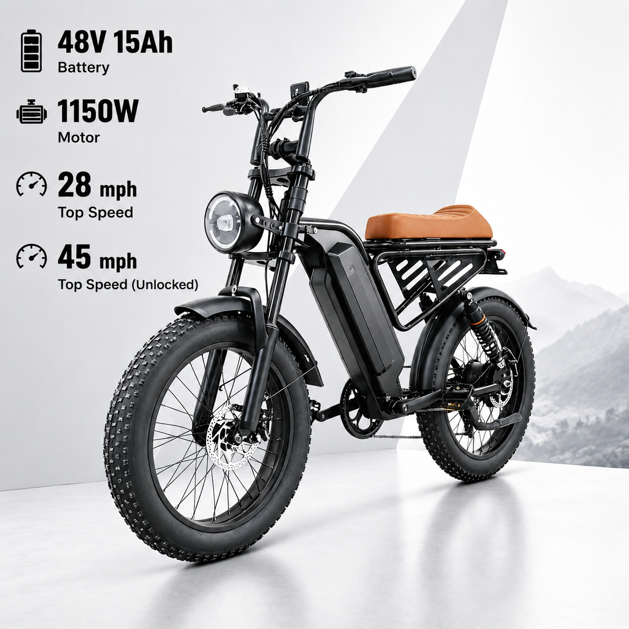 M4 Electric Bike|1150W motor|48V 15Ah|40-50KM|28Mph