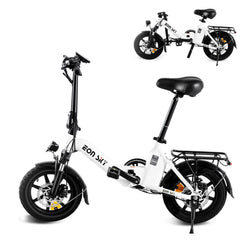 E14 Folding E-Bikes| 36V 10.4Ah | 25-35KM | 14*2.5 inch | 20.8KG | Front and rear disc brakes | Front shock absorber