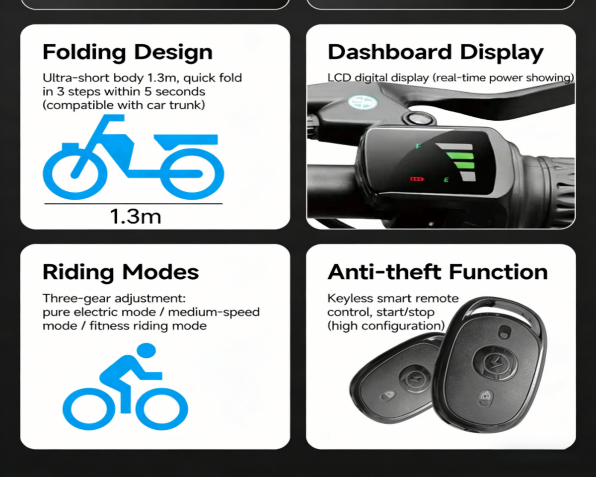 S6 Folding E-Bikes|400w motor|48V 15Ah|22mph|20miles|14inch