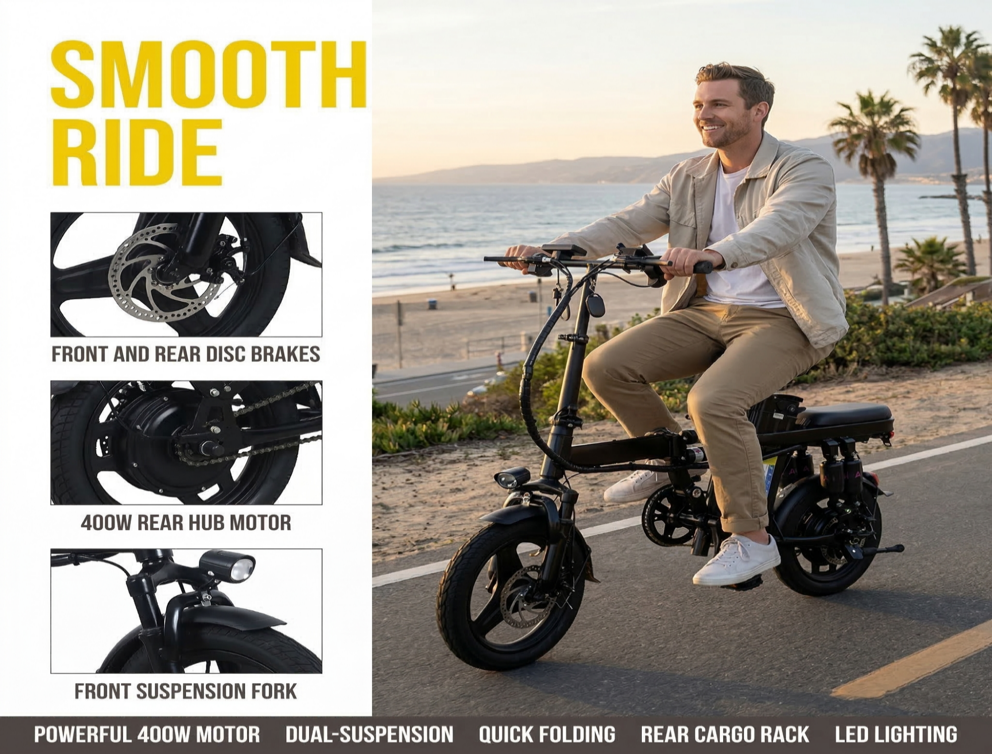 A10 Folding E-Bikes|800W motor|14-inch | 48V 15Ah