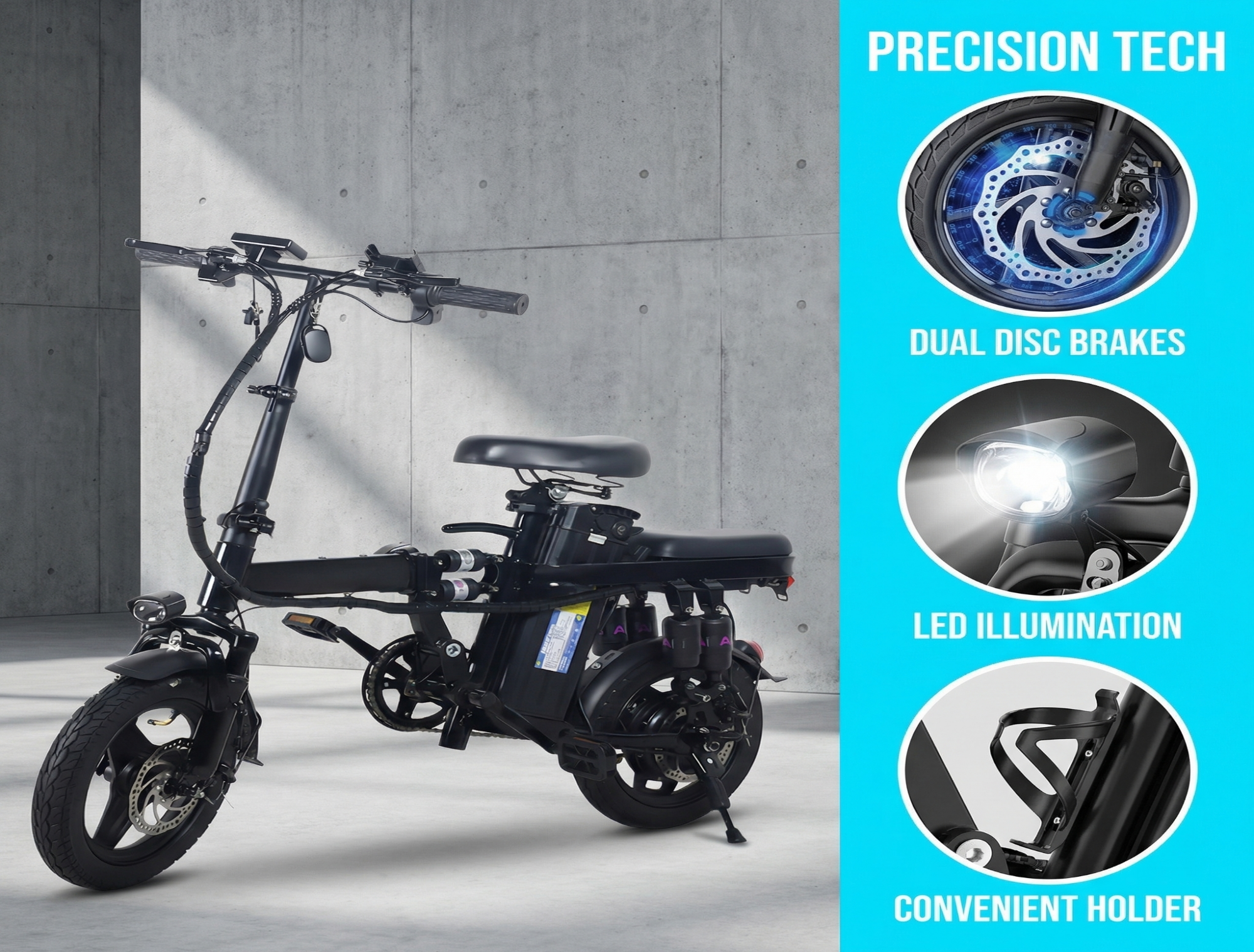A10 Folding E-Bikes|800W motor|14-inch | 48V 15Ah