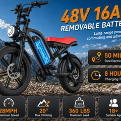 GT50 Electric Bike|1500W Motor|48V 16Ah|28Mph|50Miles|20 inch
