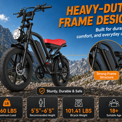 GT50 Electric Bike|1500W Motor|48V 16Ah|28Mph|50Miles|20 inch