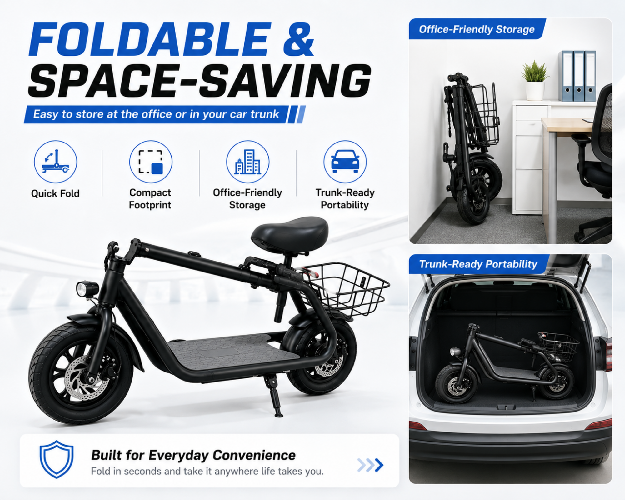 B3 Folding E-Bikes|750W motor|36V 10AH |12inch|30KM/H