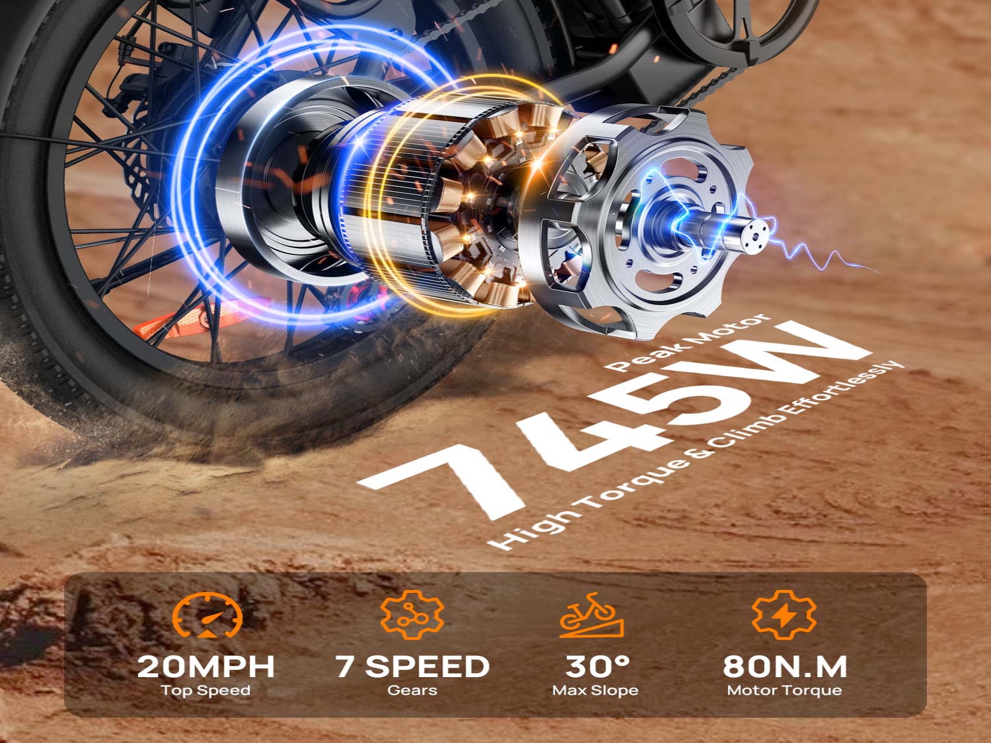 E20 Electric Bike|745W Motor|48V 13Ah |20*3.0 inches|20MPH| 80miles